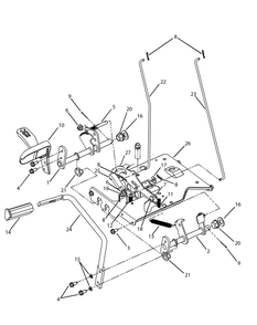 Pedal Assembly Diagram and Parts List for GT1554VT 14VR13CK009-14VR13CK010 Cub Cadet Lawn Tractor